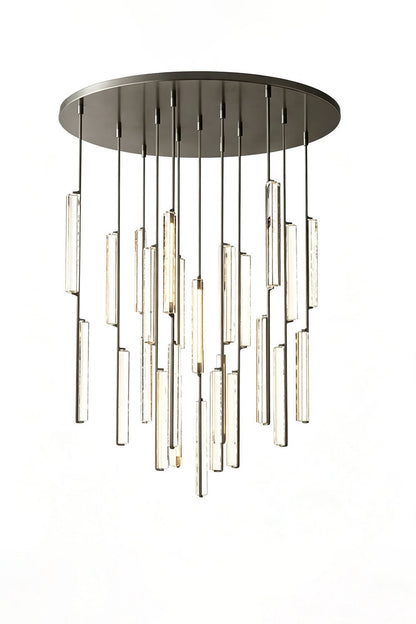 Cassian Cascading Crystal Ring Chandelier featuring hand-polished K9 crystal prisms and vertical brass-toned drops.
