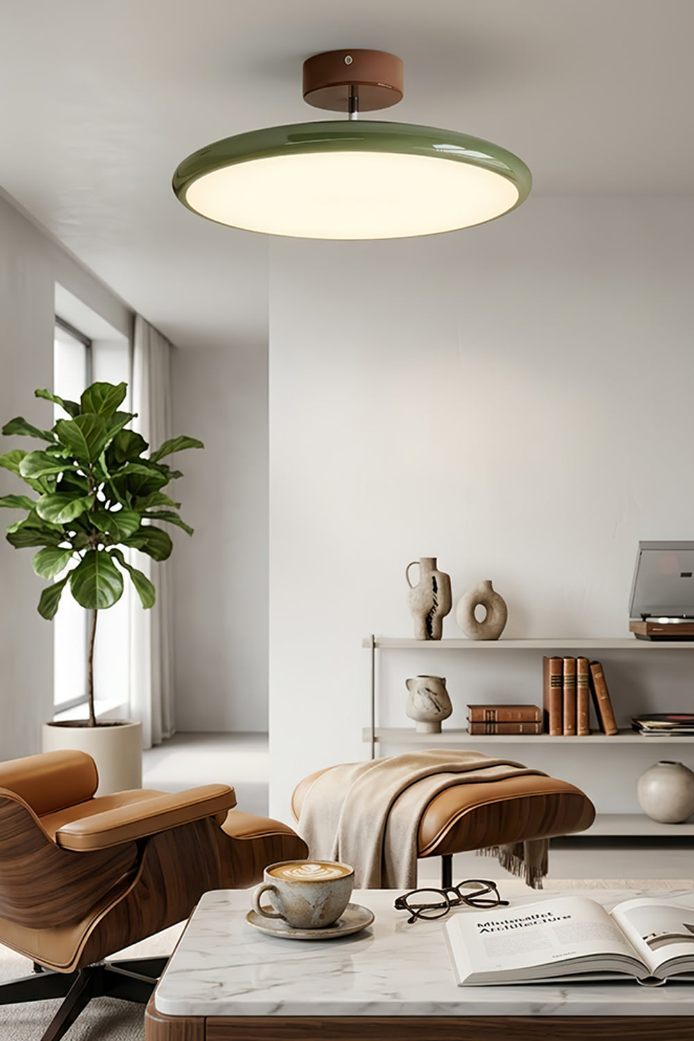 Celestial Disc Lacquered Ceiling Light | Acrylic, Metal | Full, unlit frontal view of the beige lacquered trim ceiling light on a grey textured wall | Isolated product shot | vexa lampsCelestial Disc