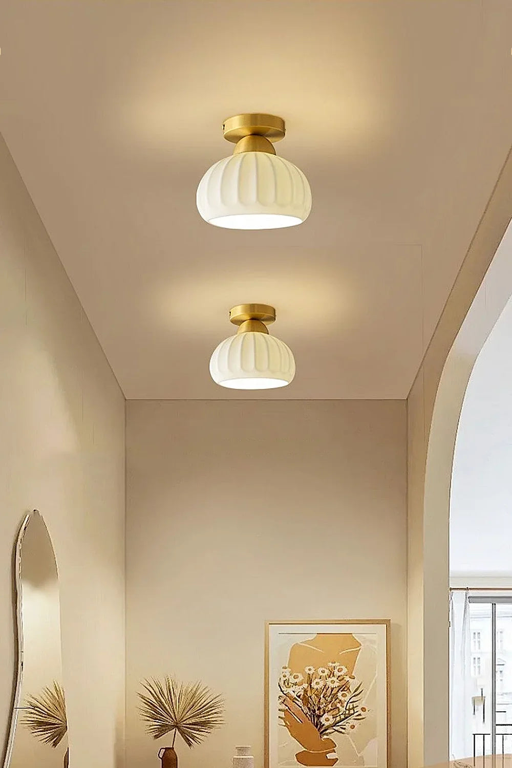 Ceramic Brass Ceiling Light - view 7 | morylighting