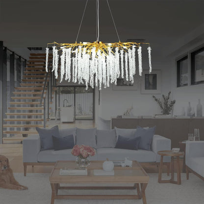 Doris White Crystal Branch Round Chandelier D20.5" L45"
