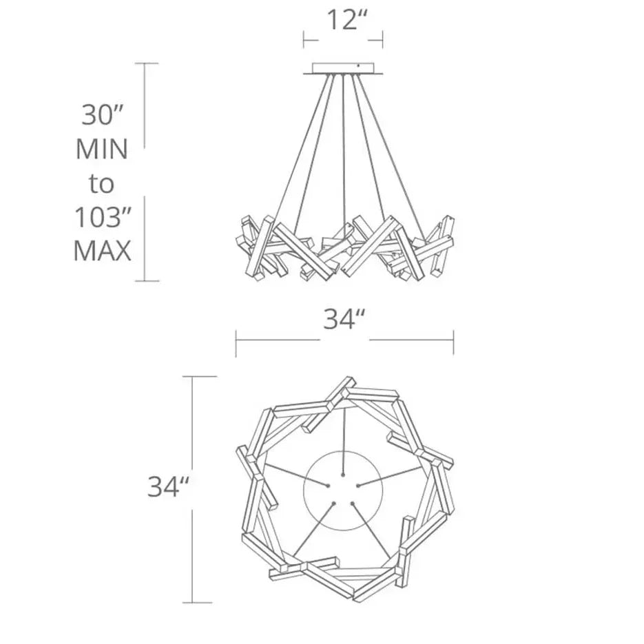 Modern Round/Linear Geometric Aluminum LED Chandelier for Dining Room/Bedroom