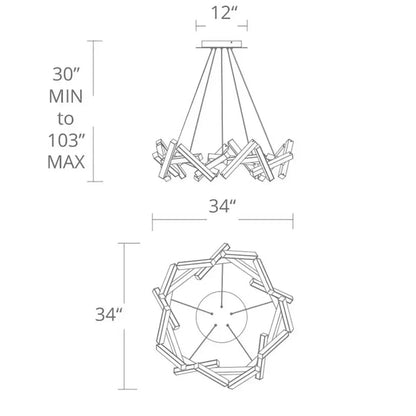 Modern Round/Linear Geometric Aluminum LED Chandelier for Dining Room/Bedroom