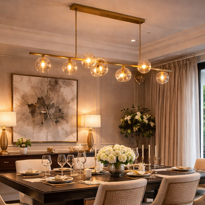 Bubble Clear Glass Linear Chandelier 61'' 79''for Dining room