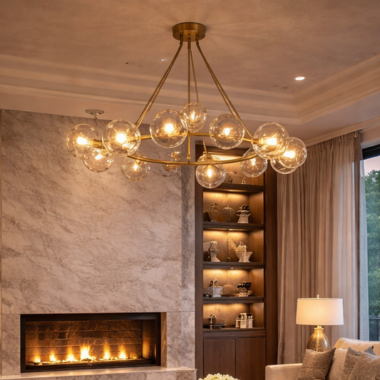 Bubble Clear Glass Round Chandelier 36'' 48'' 60'' 72'' 84''for Living room