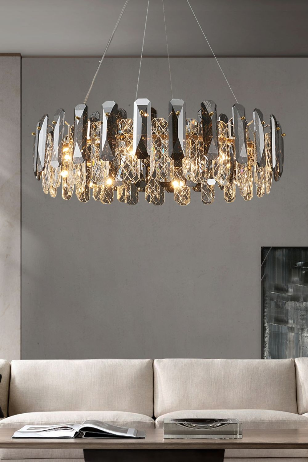 Clear Crystal Drum Pendant Lamp - morylighting