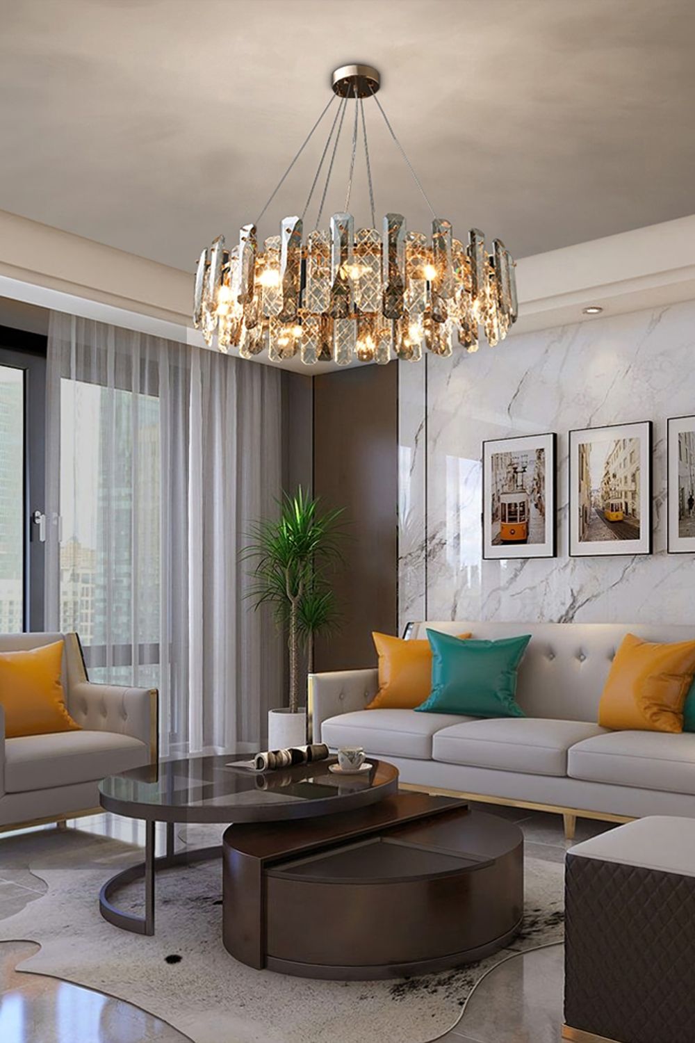 Clear Crystal Drum Pendant Lamp - morylighting