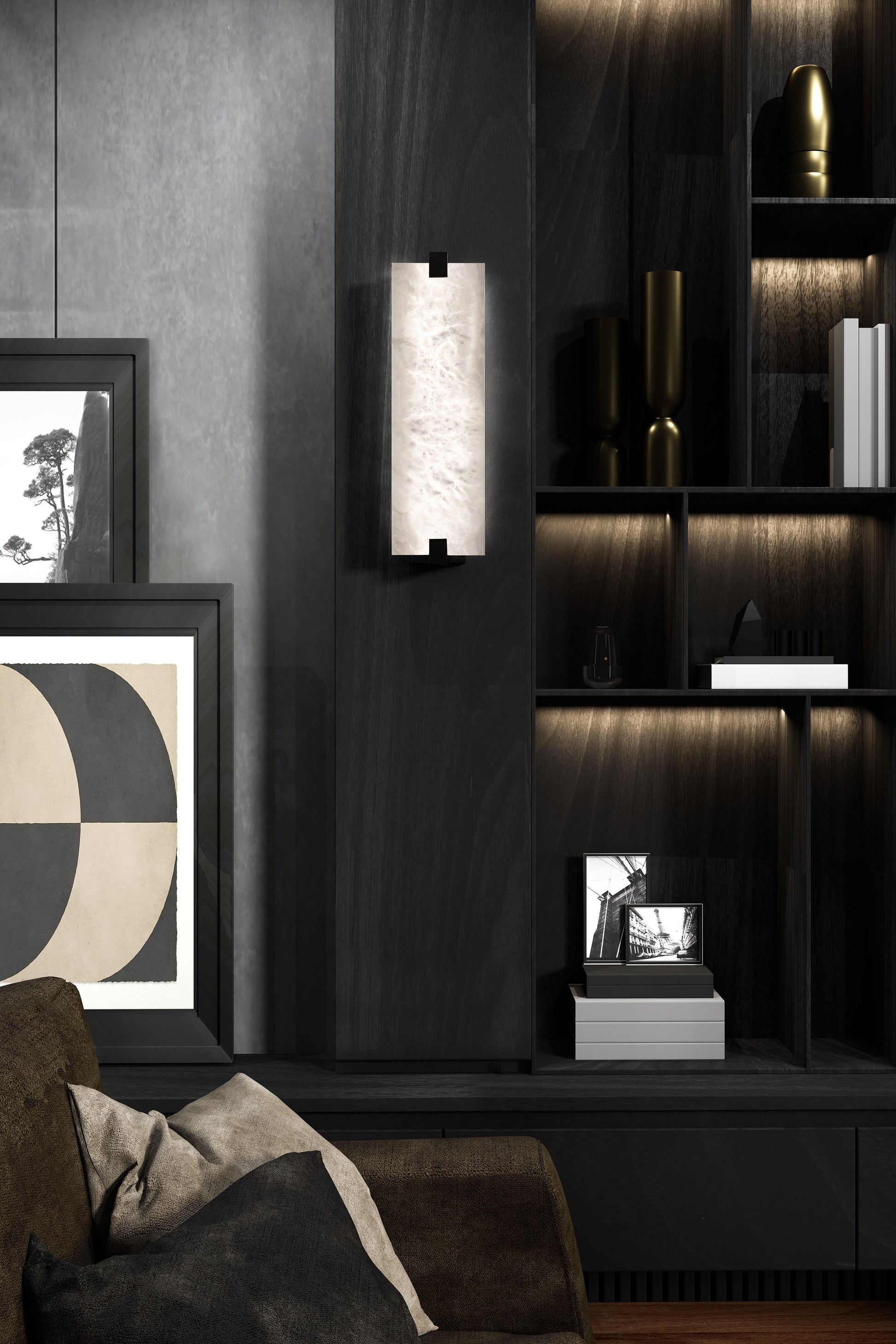 Morylighting Aura Alabaster Wall Sconce - luxury American master bathroom
