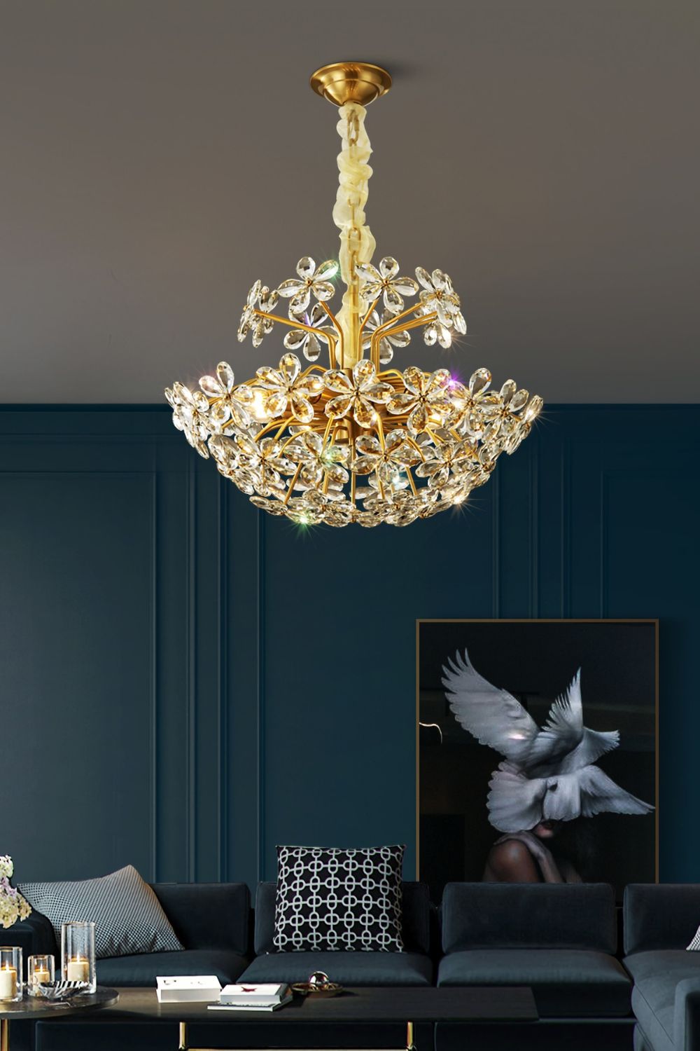 Crystal Flower Chandelier - morylighting