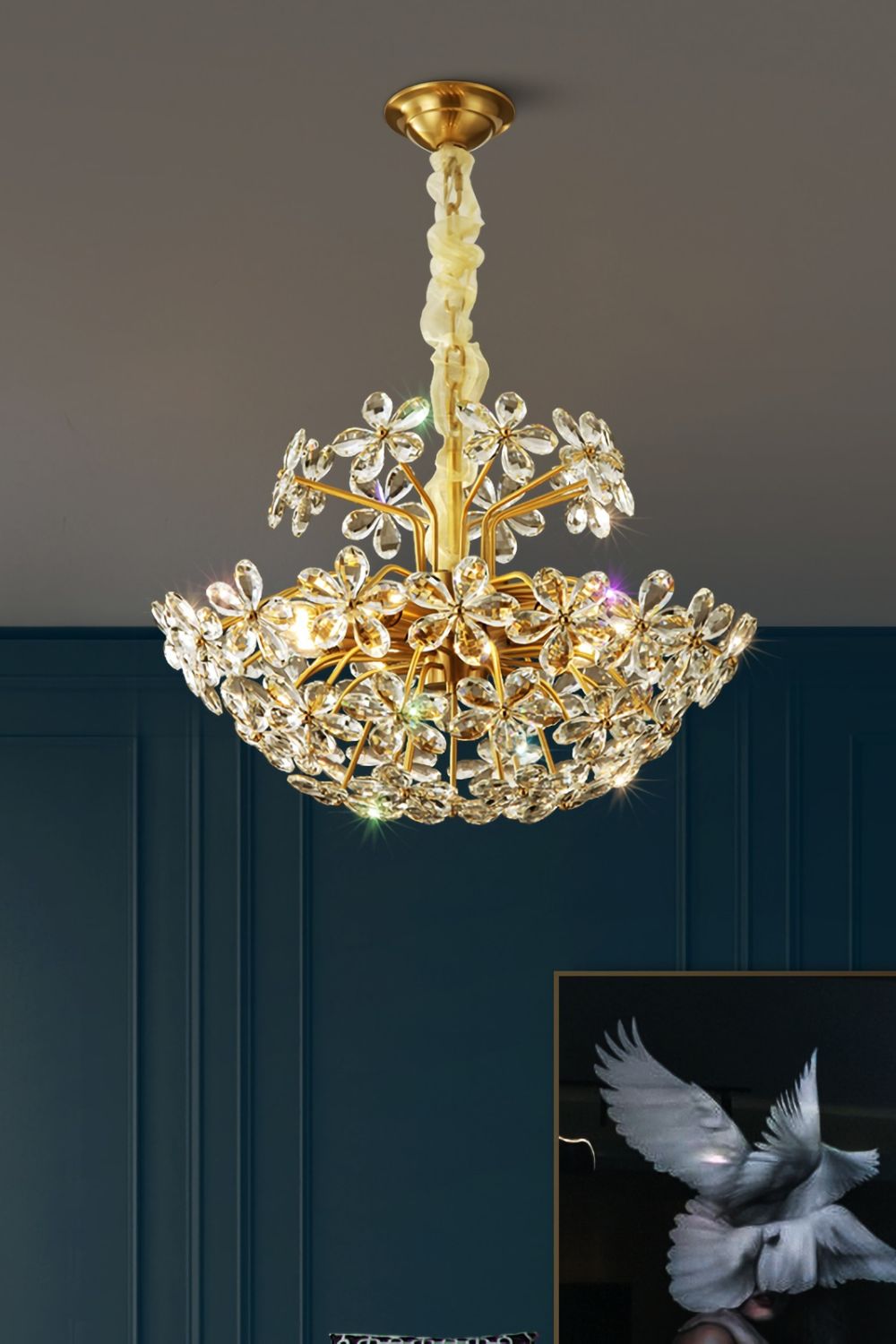 Crystal Flower Chandelier - morylighting