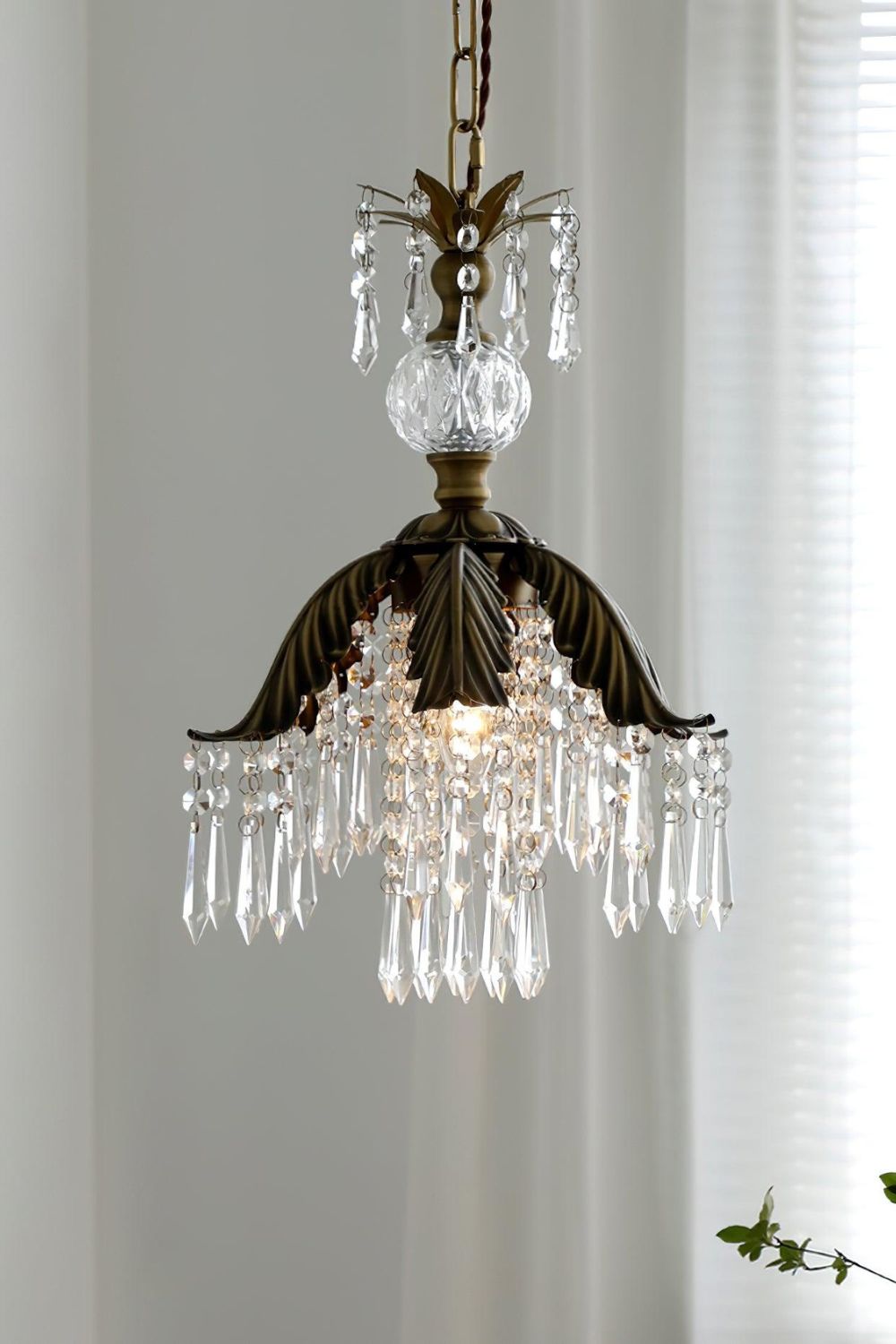 Crystal Palm Leaf Pendant Light - view 6 | morylighting