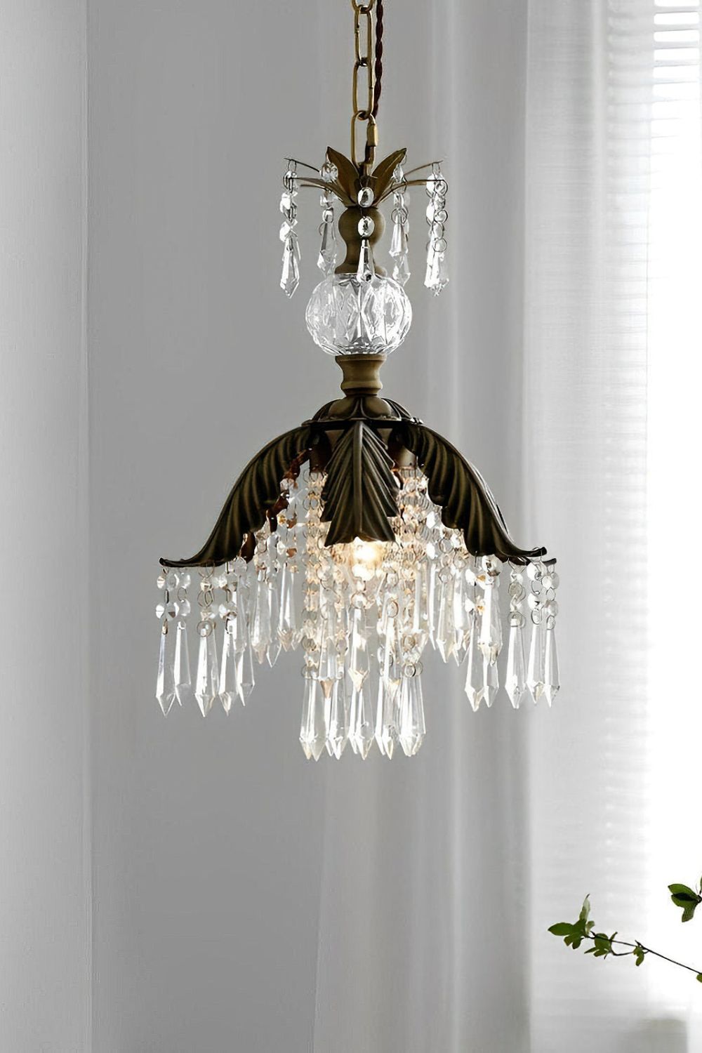 Crystal Palm Leaf Pendant Light - view 7 | morylighting