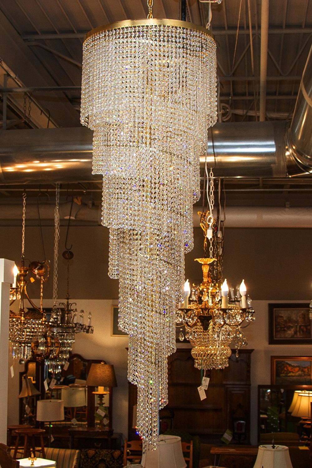 Crystal Spiral Double Volume Chandelier - morylighting