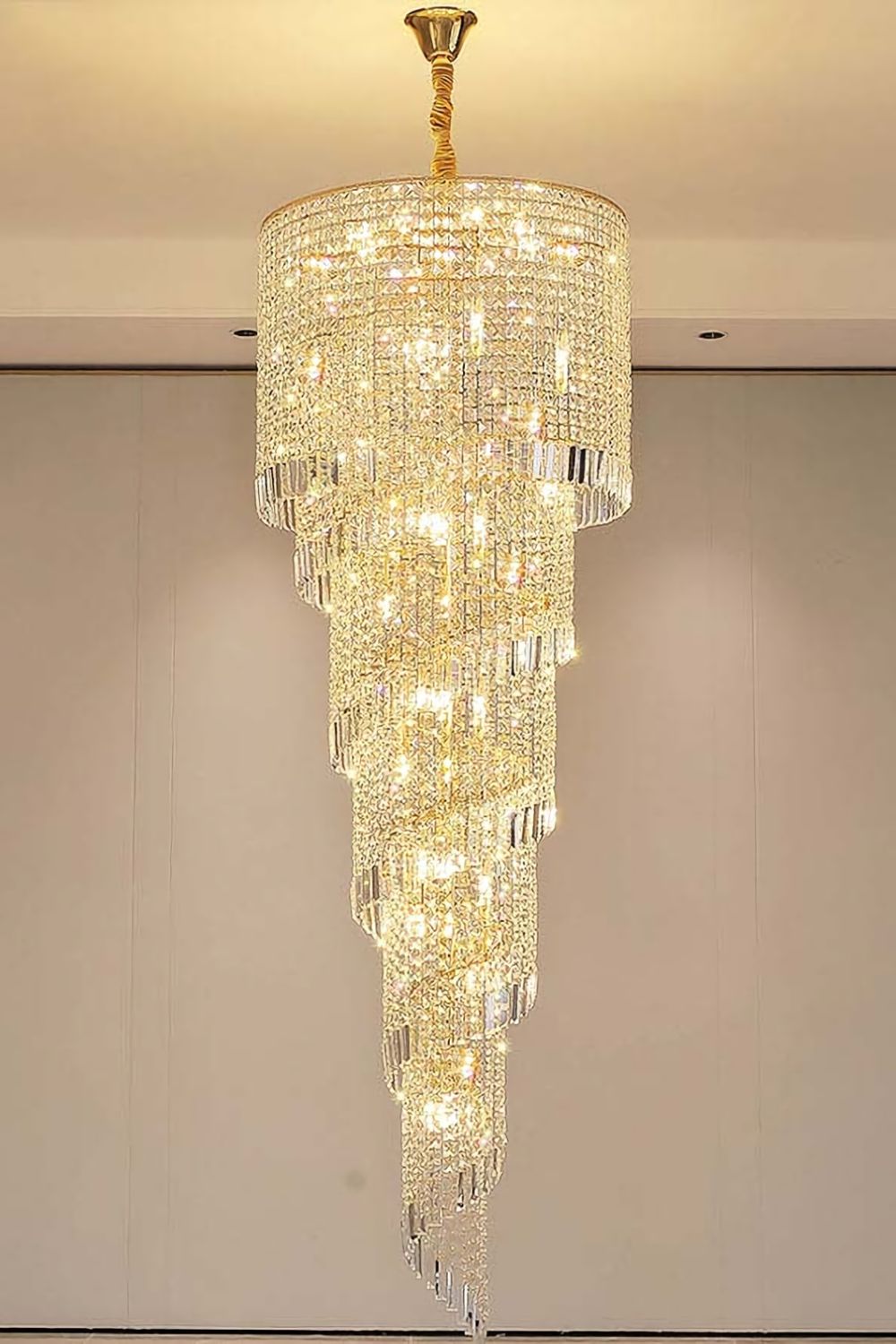 Crystal Spiral Double Volume Chandelier - morylighting