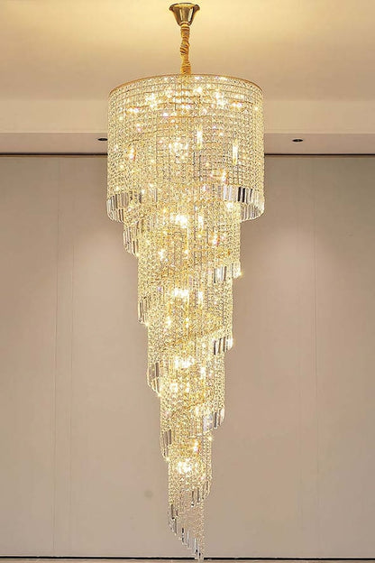 Crystal Spiral Double Volume Chandelier - morylighting