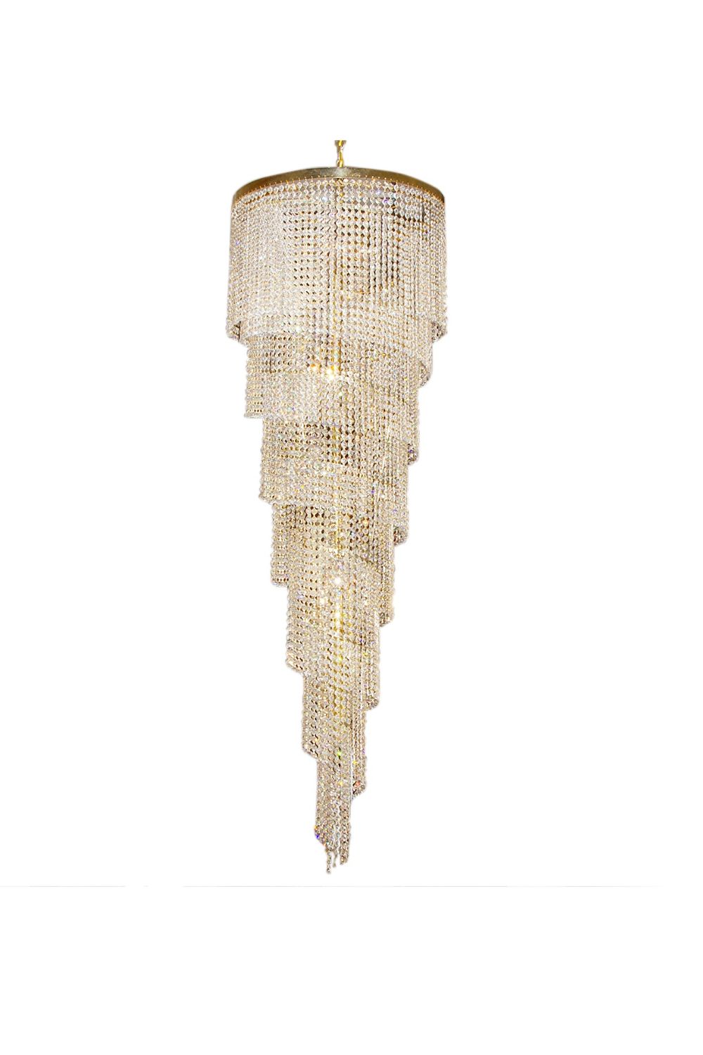 Crystal Spiral Double Volume Chandelier - morylighting