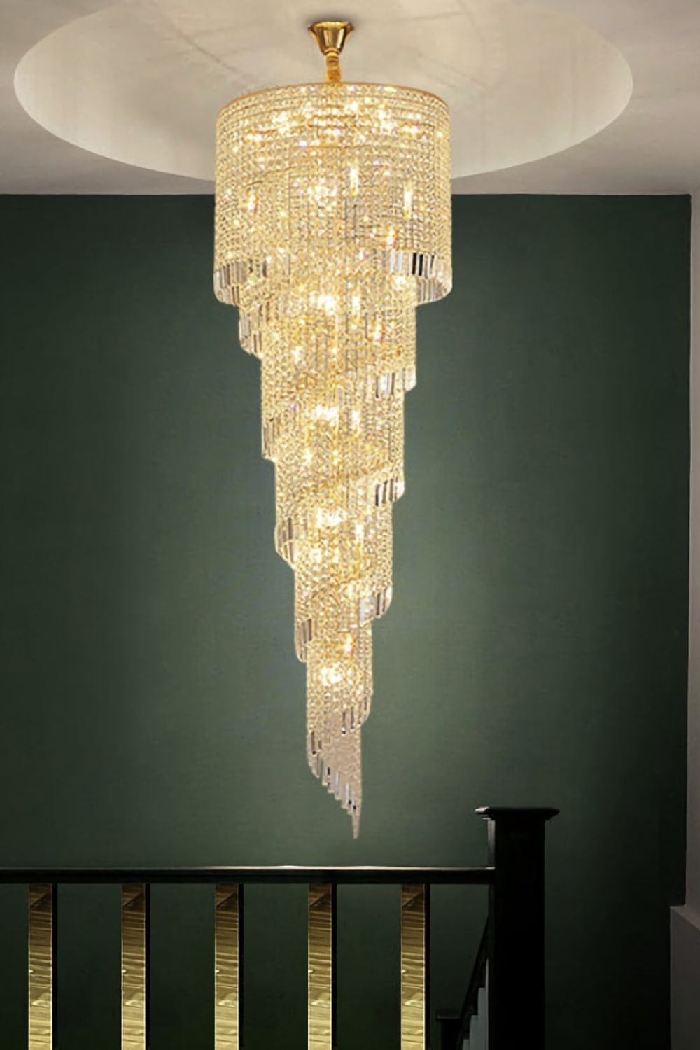 Crystal Spiral Double Volume Chandelier - morylighting