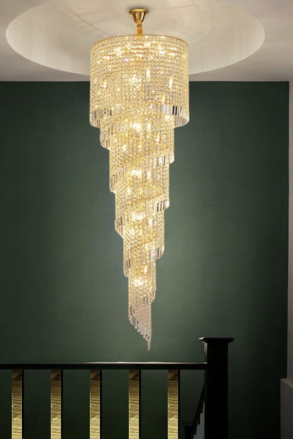 Crystal Spiral Double Volume Chandelier - morylighting