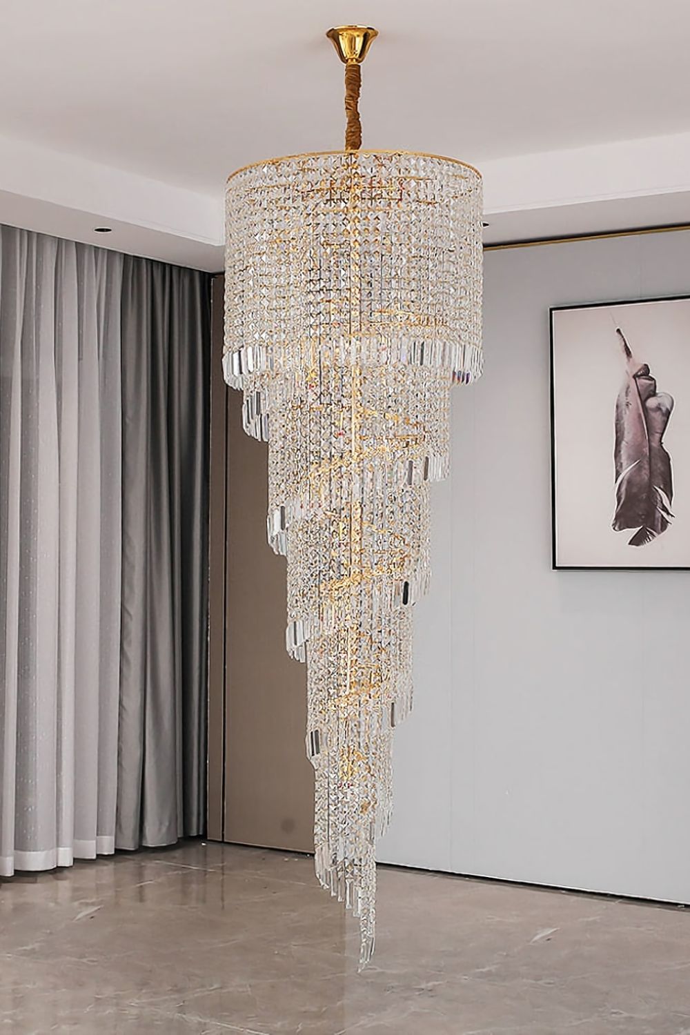 Crystal Spiral Double Volume Chandelier - morylighting