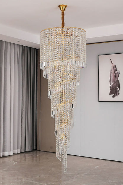 Crystal Spiral Double Volume Chandelier - morylighting