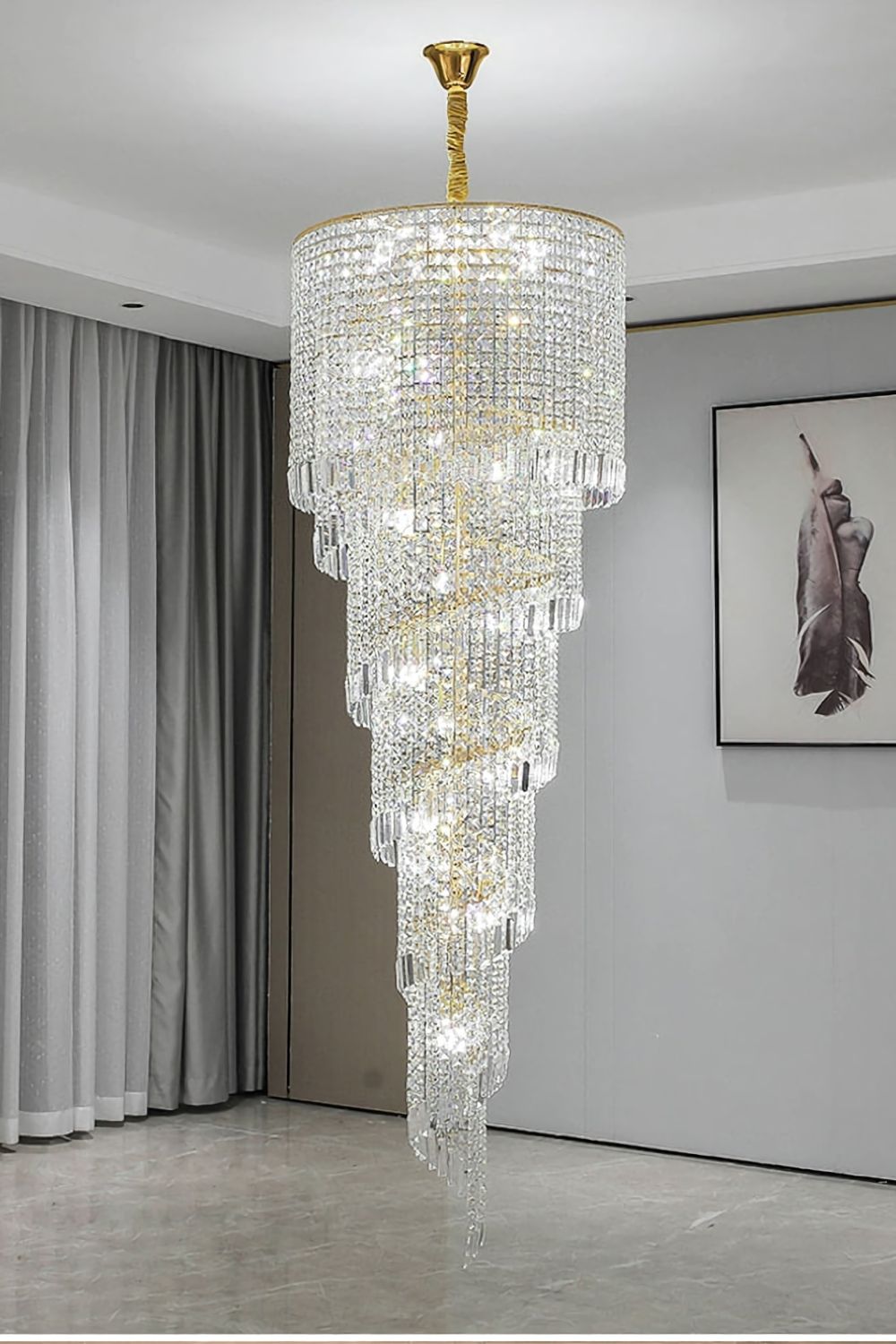 Crystal Spiral Double Volume Chandelier - morylighting