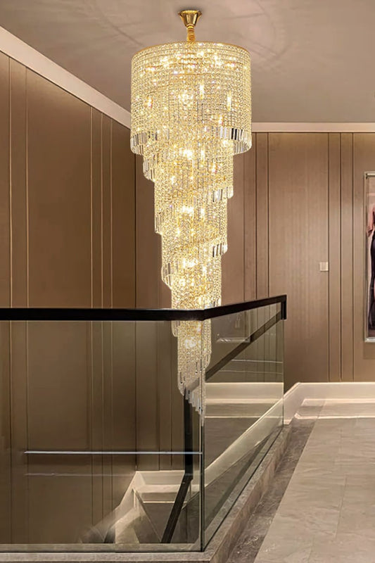 Crystal Spiral Double Volume Chandelier - morylighting