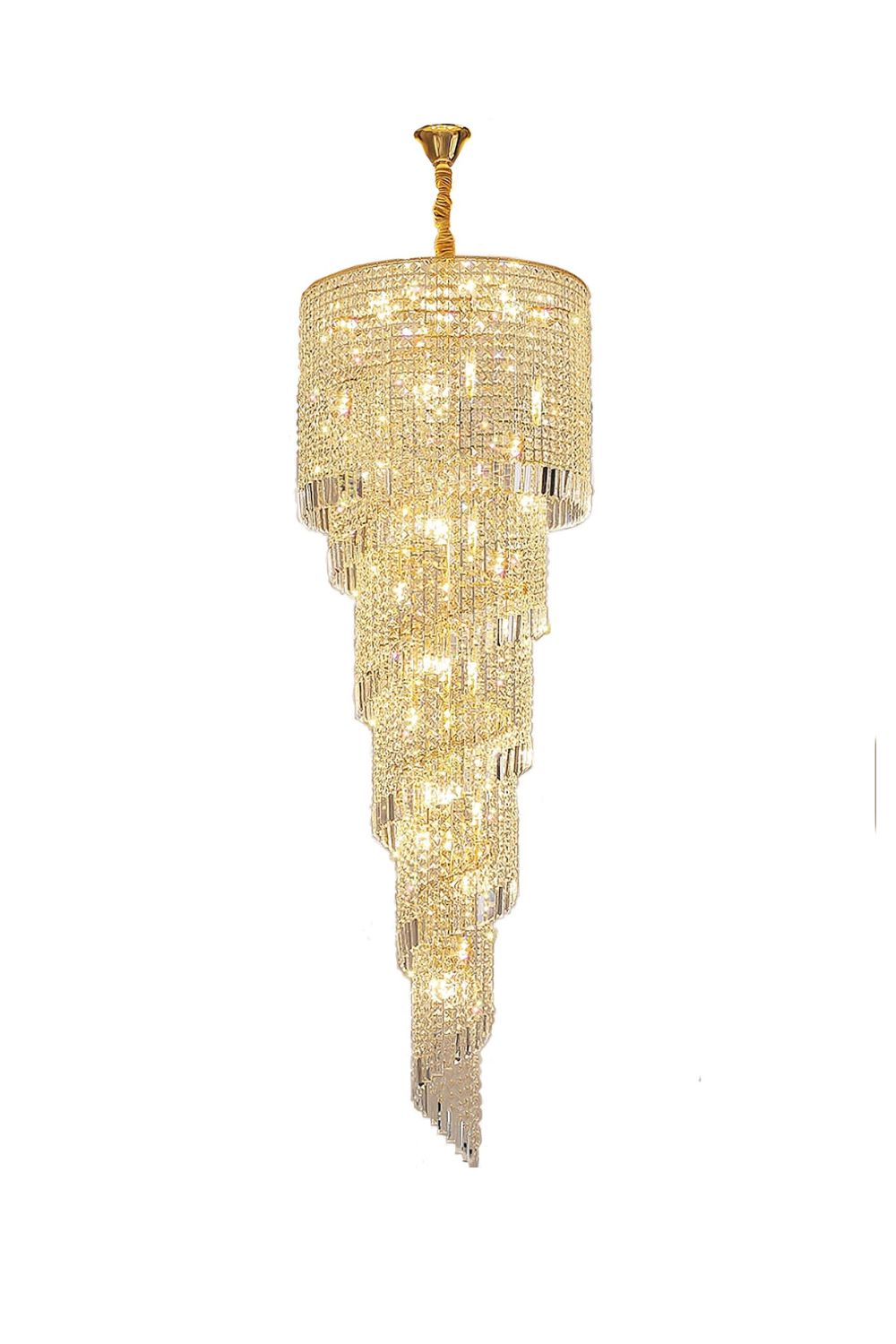 Crystal Spiral Double Volume Chandelier - morylighting