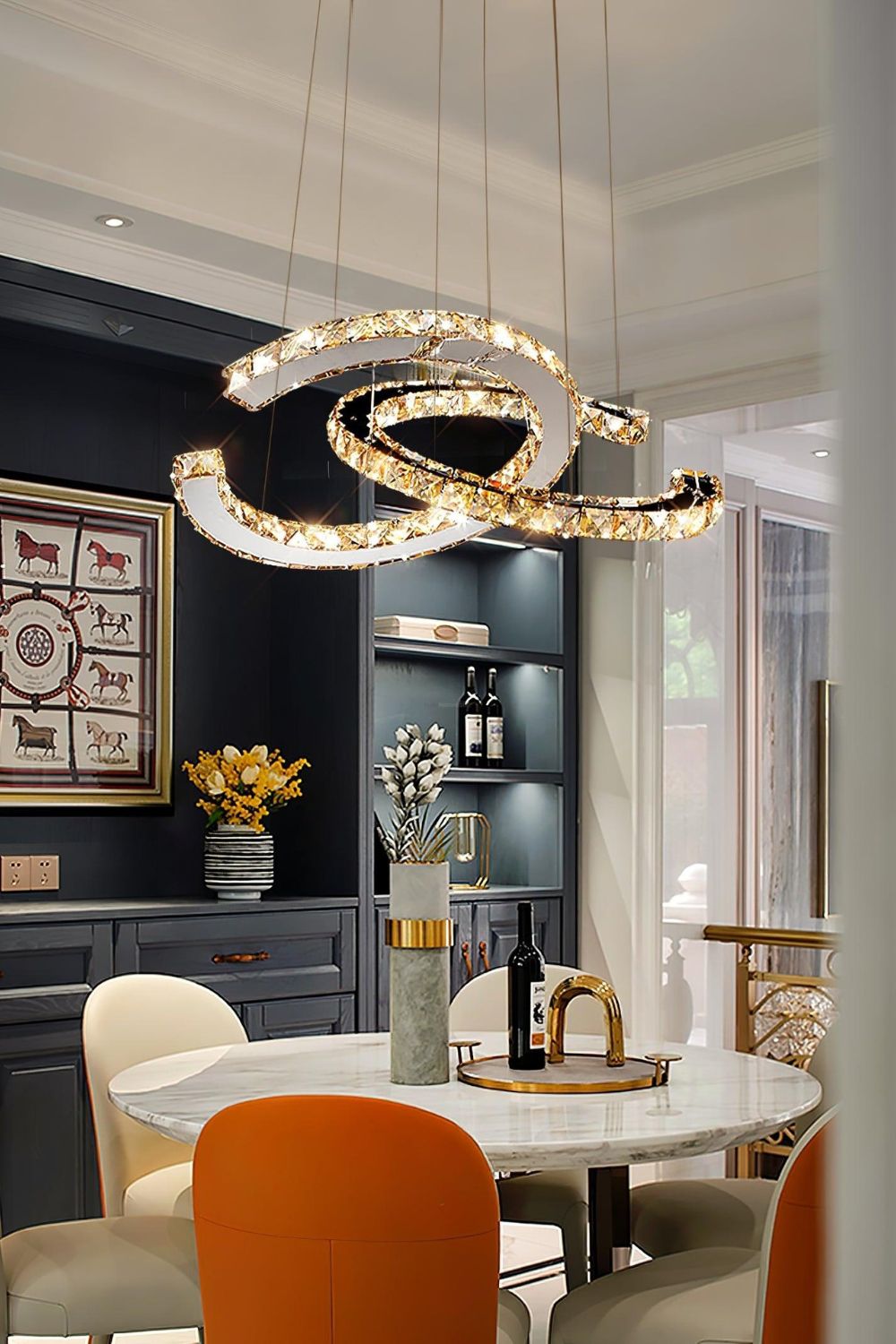 Crystal with Double C Chandelier - view 6 | morylighting