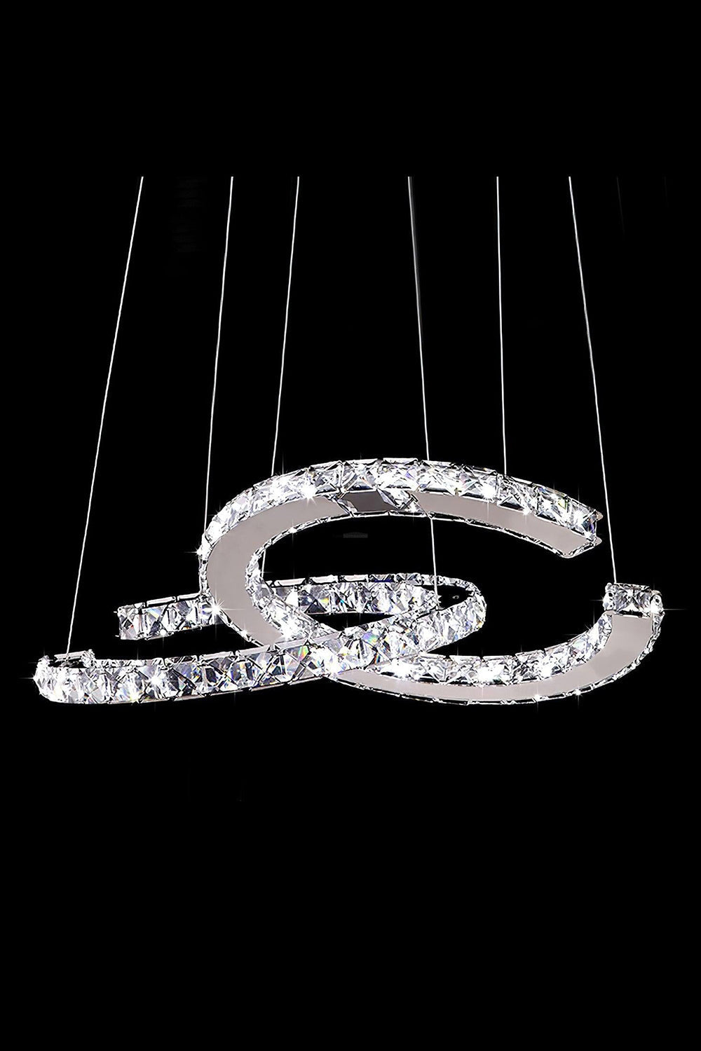 Crystal with Double C Chandelier - view 11 | morylighting