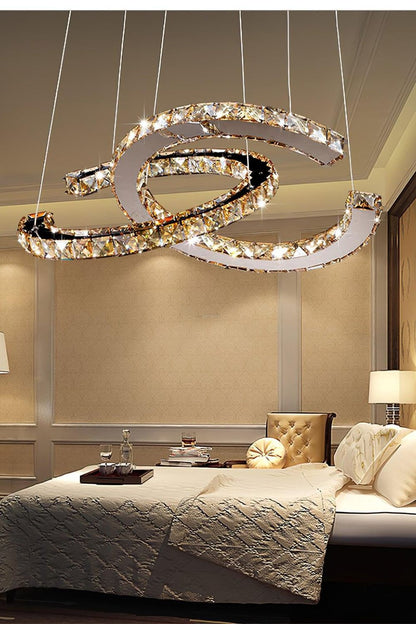 Crystal with Double C Chandelier - view 2 | morylighting