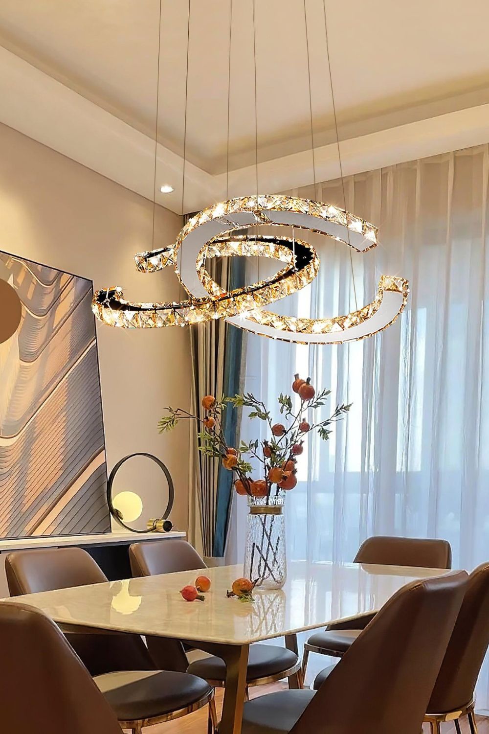 Crystal with Double C Chandelier - view 4 | morylighting