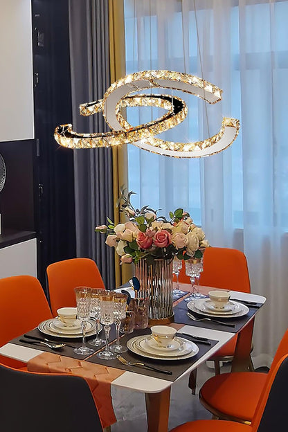 Crystal with Double C Chandelier - view 5 | morylighting
