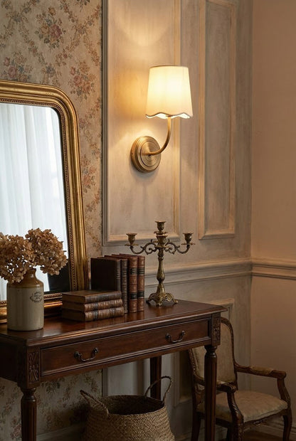 Curved Arm Fabric Shade Wall Sconce - view 5 | morylighting