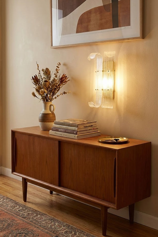 Curved Textured Glass Wall Sconce - view 9 | morylighting