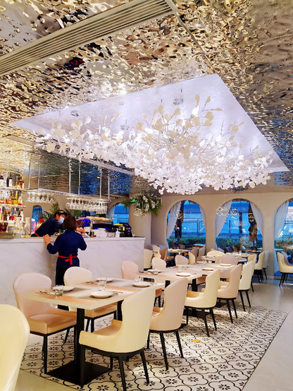 Gingko Leaves Ceramics Spiral Branch Chandelier