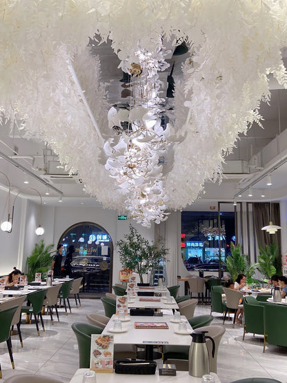 Gingko Leaves Ceramics Spiral Branch Chandelier