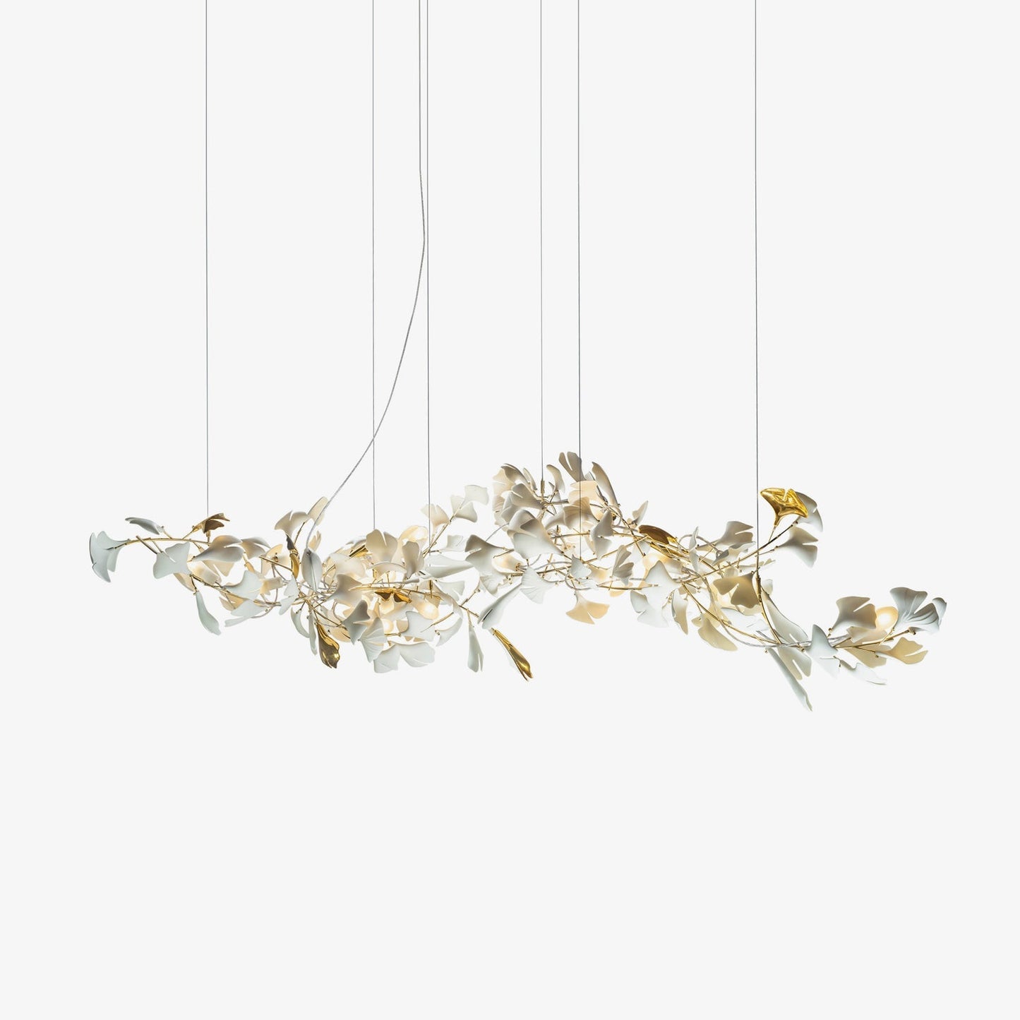 Gingko Leaves Ceramics Spiral Branch Chandelier