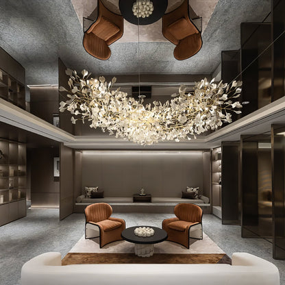 Gingko Leaves Ceramics Spiral Branch Chandelier