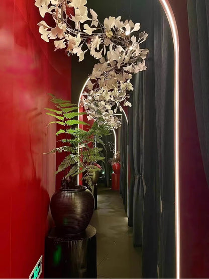 Gingko Leaves Ceramics Spiral Branch Chandelier