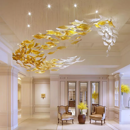 Galaxy Swaying Leaves Meteor Shower Crystal Spiral Chandelier