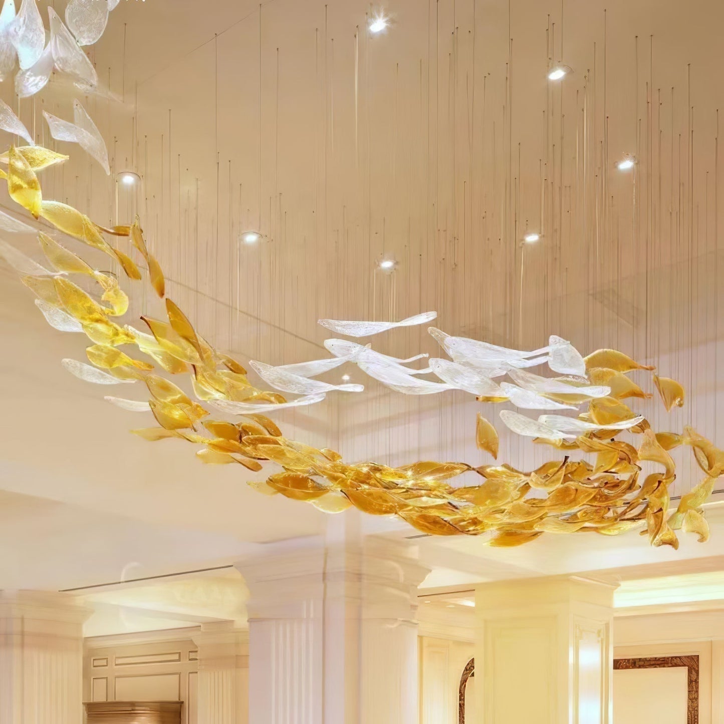 Galaxy Swaying Leaves Meteor Shower Crystal Spiral Chandelier