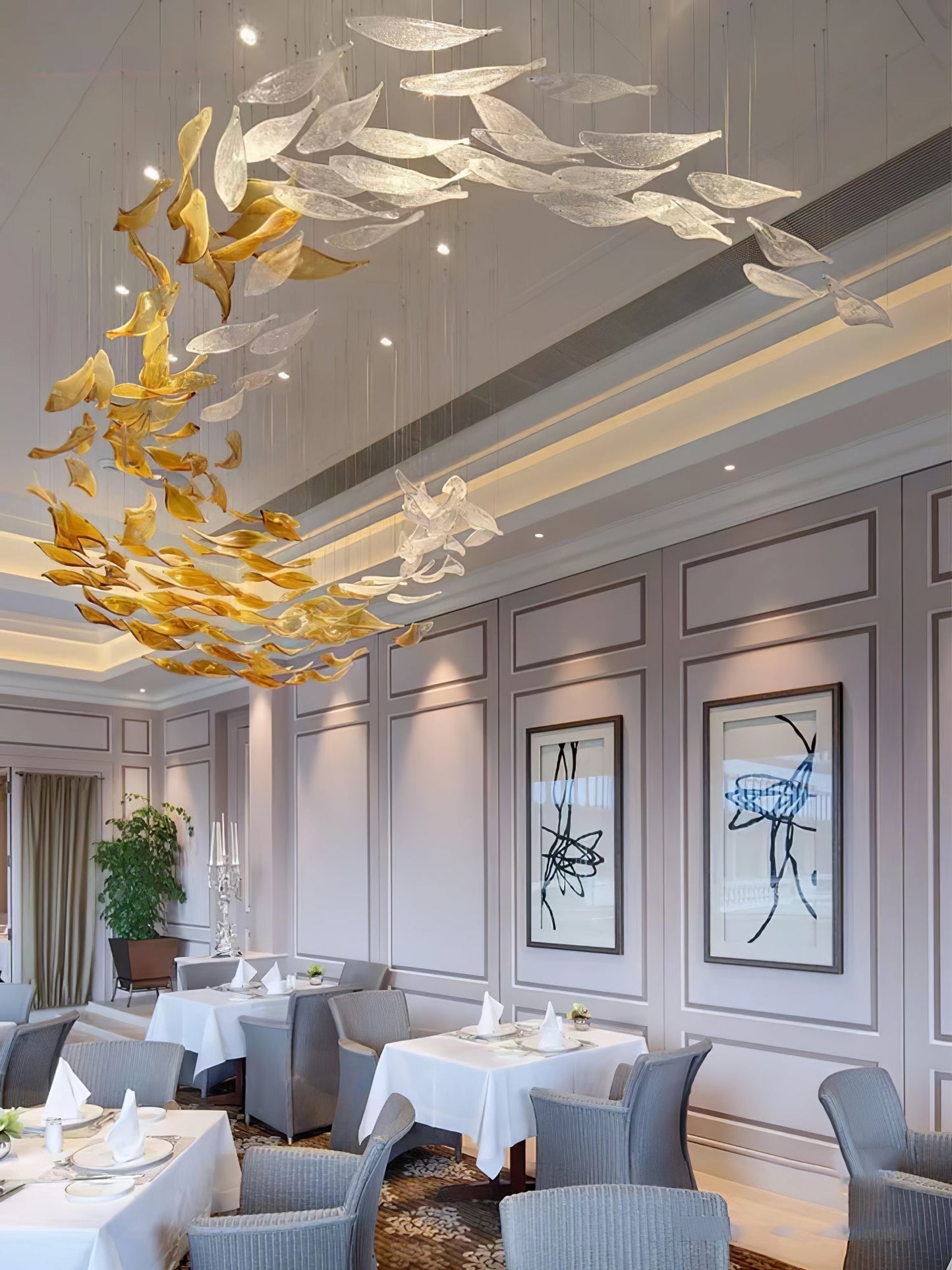 Galaxy Swaying Leaves Meteor Shower Crystal Spiral Chandelier