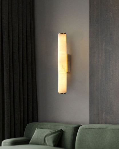 LED Copper Cylindrical Natural Marble Alabaster Wall Sconce Lamp