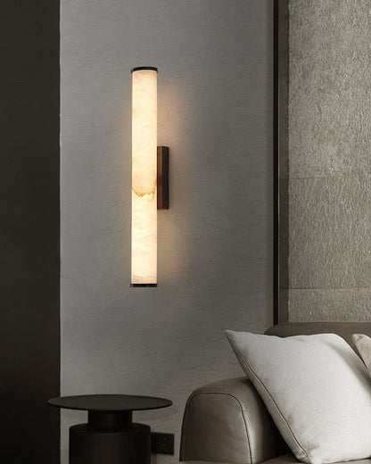 LED Copper Cylindrical Natural Marble Alabaster Wall Sconce Lamp