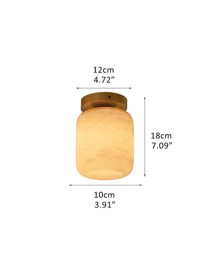 Modern Light Luxury Marble Round Ball Square Copper 1-Light Semi-Flush Mount Ceiling Light