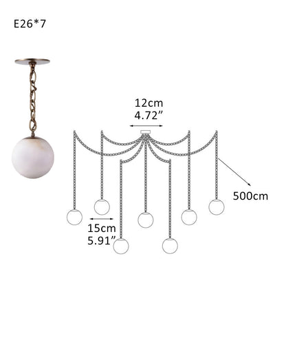 Alabaster Globe Swag Pendants Indoor Lighting with Brass/Black Chain in adjustable
