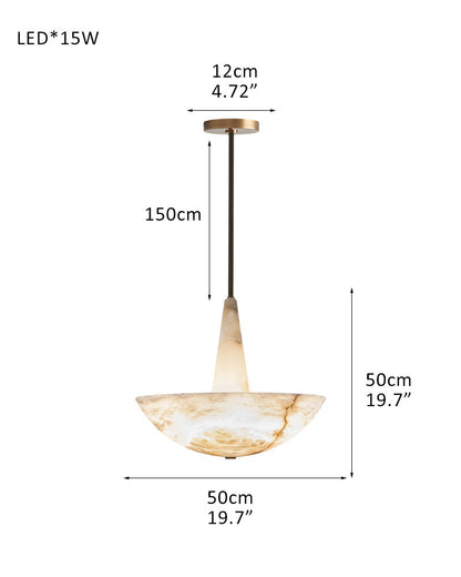 Domus Alabaster Round Bowl Ceiling Pendant Light 20in 28in