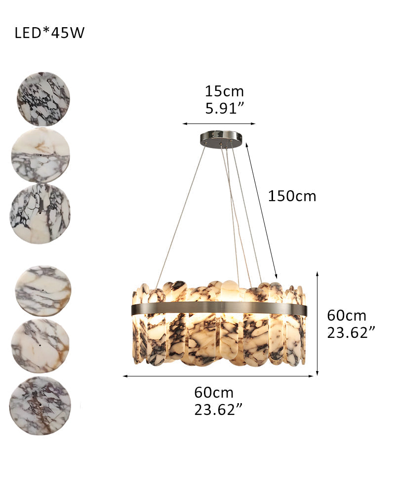 Modern LED Marble Round Chandelier 24" 32"