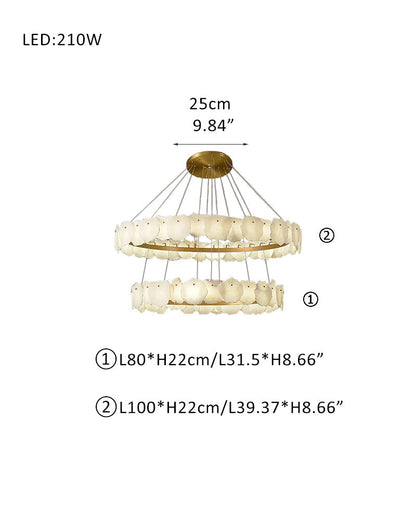 3-tiered stairwell chandeliers | irregular alabaster plate in disk ceiling with long cord