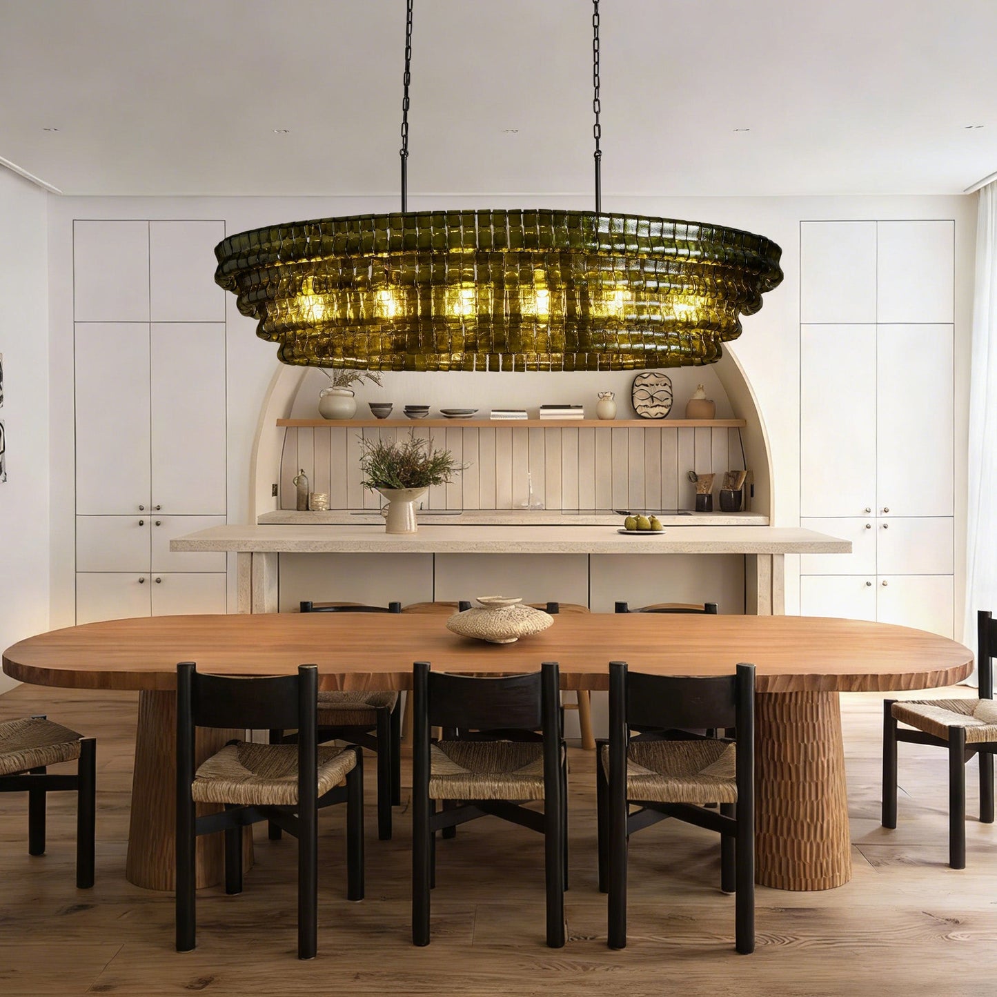 Ghiaccio Glass Oval Chandelier 54''65''