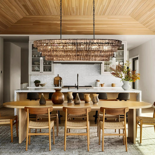 Ghiaccio Glass Oval Chandelier 54''65''